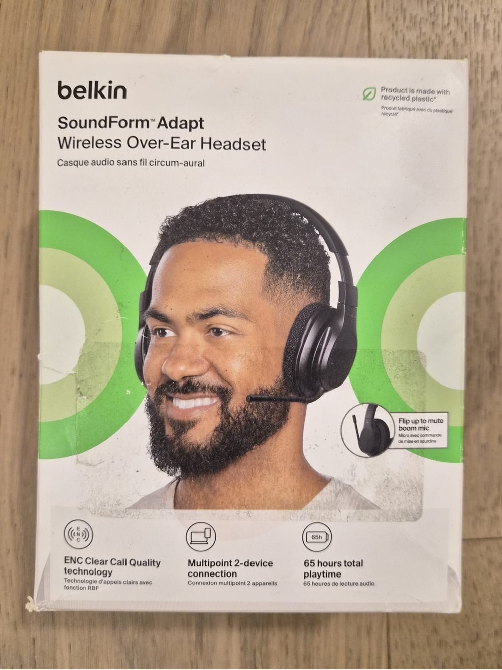 belkin Black SoundForm Adapt Wireless Over-Ear Headset with Boom Mic